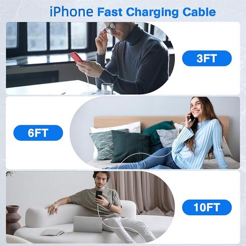 iPhone 15 Charger Fast Charging, iPad Pro charger, Apple USB C to USB C Cable 6ft/6ft/10ft with 20w Wall charger,Type C Cord for iPhone 15/15 Pro/15 Pro Max,iPad Pro,iPad Air 5/4/Mini,iPad 10,Andriod in Kuwait