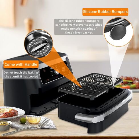 Air Fryer Grill Pan for Ninja Foodi AD350CO DZ401 DZ550 10 Quart DZ071 7 Quart 6 in 1 FlexBasket Air Fryer, Replacement Air Fryer Crisper Plate Grill Plate Tray Accessories, Dishwasher Safe in Saudi Arabia