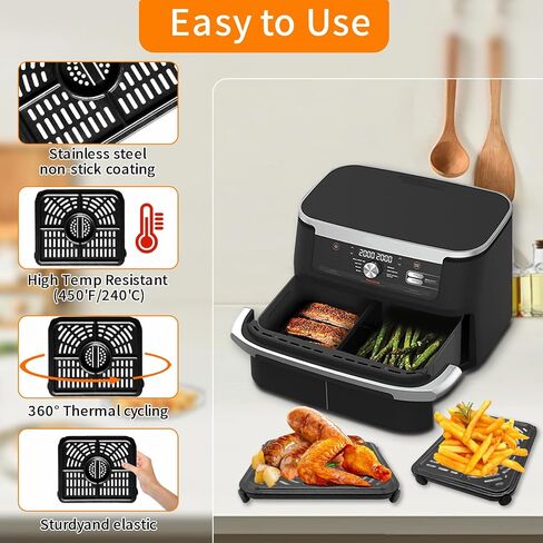 Air Fryer Grill Pan for Ninja Foodi AD350CO DZ401 DZ550 10 Quart DZ071 7 Quart 6 in 1 FlexBasket Air Fryer, Replacement Air Fryer Crisper Plate Grill Plate Tray Accessories, Dishwasher Safe in Saudi Arabia