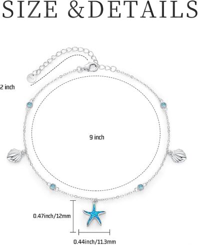 Sea Turtle/Starfish Anklet for Women 925 Sterling Silver Beach Anklet Bracelet Summer Jewelry Ocean Gifts for Beach Lovers Friends in Saudi Arabia