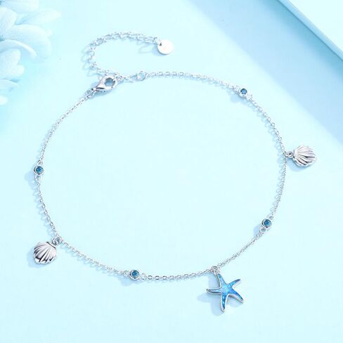 Sea Turtle/Starfish Anklet for Women 925 Sterling Silver Beach Anklet Bracelet Summer Jewelry Ocean Gifts for Beach Lovers Friends in Saudi Arabia
