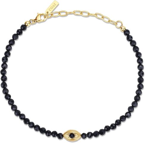 COAI Evil Eye Anklet for Women, Summer Waterproof Anklet for Women Lapis Lazuli Moonstone Black Tourmaline in Saudi Arabia