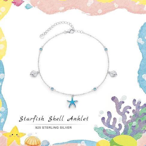 Sea Turtle/Starfish Anklet for Women 925 Sterling Silver Beach Anklet Bracelet Summer Jewelry Ocean Gifts for Beach Lovers Friends in Saudi Arabia