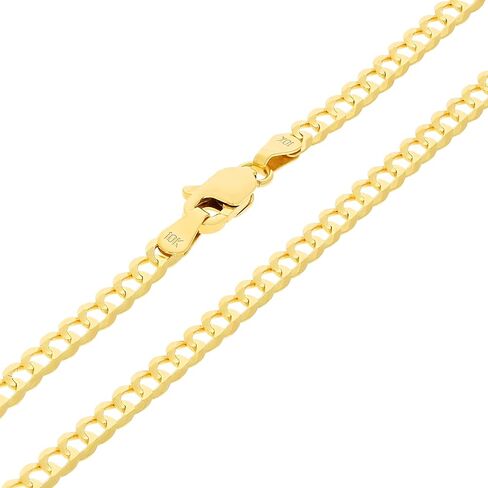 Nuragold 10k الذهب الأصفر الحقيقي الصلبة الكوبية كبح وصلة 3 مم سلسلة سوار أو خلخال (7 "-9") مجوهرات إيطالية للرجال والنساء in Kuwait