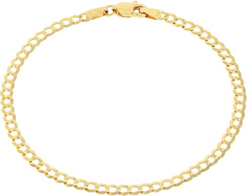 Nuragold 10k الذهب الأصفر الحقيقي الصلبة الكوبية كبح وصلة 3 مم سلسلة سوار أو خلخال (7 "-9") مجوهرات إيطالية للرجال والنساء in Kuwait
