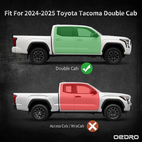 لوحات تشغيل OEDRO متوافقة مع Toyota Tacoma 2024-2025 كابينة مزدوجة، وقضبان خطوات جانبية منسدلة، وقضبان Nerf من الفولاذ الأسود in Kuwait
