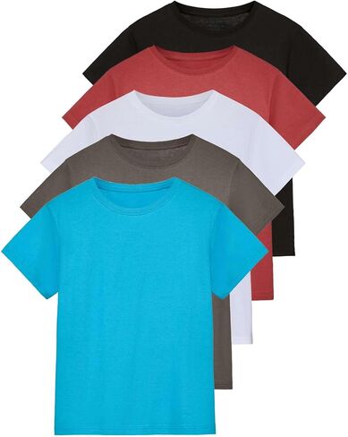 Real Essentials 5 Pack: Women’s 100% Cotton Relaxed Fit Short Sleeve T-Shirts Fashion Trendy Tees (Available in Plus Size) in Saudi Arabia