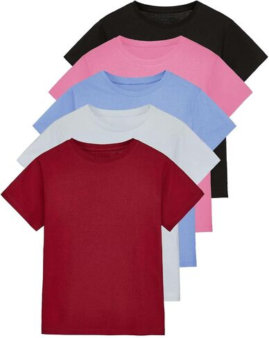 Real Essentials 5 Pack: Women’s 100% Cotton Relaxed Fit Short Sleeve T-Shirts Fashion Trendy Tees (Available in Plus Size) in Saudi Arabia