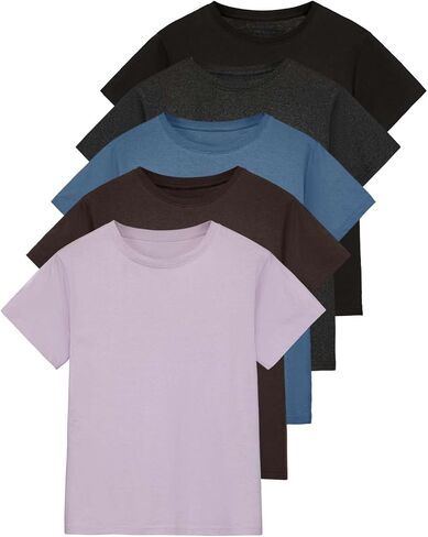 Real Essentials 5 Pack: Women’s 100% Cotton Relaxed Fit Short Sleeve T-Shirts Fashion Trendy Tees (Available in Plus Size) in Saudi Arabia