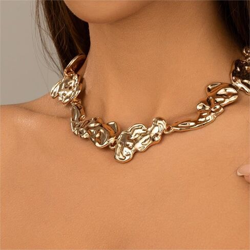 Chunky Gold Chain Necklace for Women,Gold Statement Snake Chain Choker Trendy Gold Layered Necklace Thick Gold Statement Necklace Jewelry in Kuwait