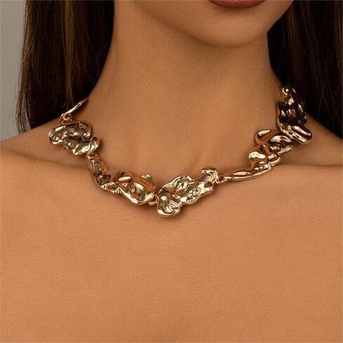Chunky Gold Chain Necklace for Women,Gold Statement Snake Chain Choker Trendy Gold Layered Necklace Thick Gold Statement Necklace Jewelry in Kuwait