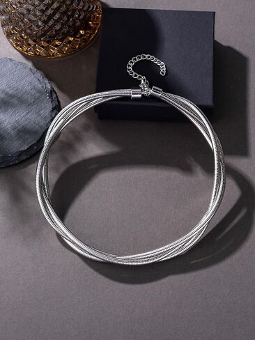 قلادة سلسلة ذهبية مكتنزة للنساء، قلادة ذهبية على شكل ثعبان سلسلة قلادة عصرية بطبقات ذهبية سميكة من الذهب والمجوهرات in Kuwait