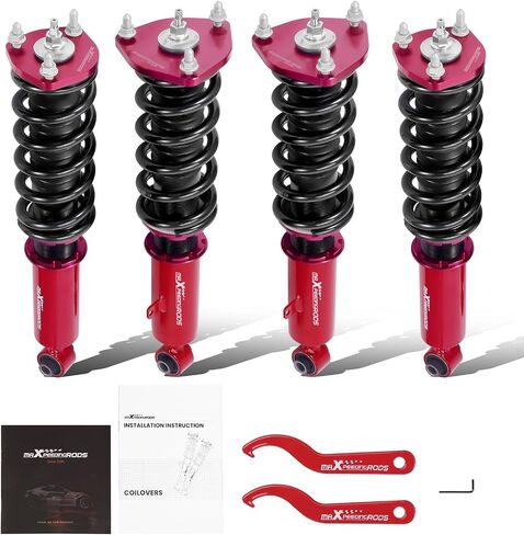 maXpeedingrods Coilovers for Lexus GS300 1998-2005, for Lexus GS430 2001-2005, 24 Levels Damper Adjustable Coilovers Suspension Kit, Height Adjustable Shock Absorber Struts, Lowering Kit, Red in Saudi Arabia