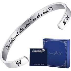 2024 Graduation Gifts Inspirational Bracelets-Class of 2024 Cuff Bangle Bracelets for Her, College High School Masters Adult Graduate Jewelry for Women Daughter Granddaughter Friend with Gift Card