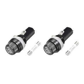 uxcell Screw Cap Panel Mounted Fuse Holder AC 125V/15A 250V/10A Black with 6 x 30mm Ceramics Fuse 2Set