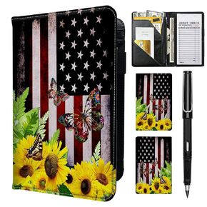 Server Book for Waitress with Everlasting Pencil, Money Pocket Leather Wallet Booklet, Guest Check Receipt Holder Presenters, Waiter Accessories Fit Server Apron, Trippy Eye