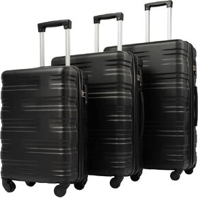 Merax Expanable Spinner Wheel 2 Piece Luggage Set ABS Lightweight Suitcase with TSA Lock 20inch+28inch, Black Dark Blue, 20/28 Inch