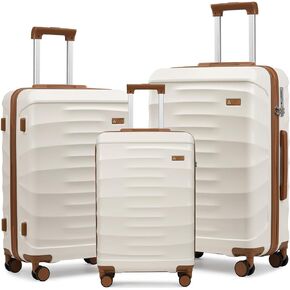 Somago Traveling Luggage Sets 3 Piece ABS Hardside Lightweight 20" 24" 28" Suitcase Set with 4 Wheels Dry Wet Pocket TSA Lock YKK Zipper Wire Drawing Process (White)