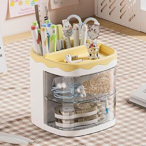 kaileyouxiangongsi Pencil Holders,Pen Organizer, Pencil Holder for Desk, Desk Organizer with Drawer for School, Home, Art Supplies (Pink)