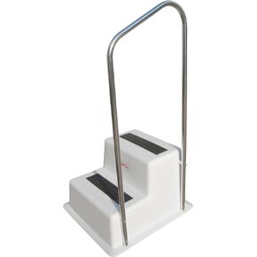 TAYLOR MADE PRODUCTS Stepsafe Double Dock Step Handrail Attachment, 19.5" W x 49" H, Includes Rail Only, Aluminum Construction, Added Safety, Fits 2-Step Models - 47201, Silver, White, Black
