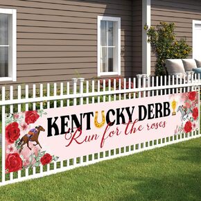 Kentucky Horse Derby Banner Backdrop Party Supplies - Horse Racing Outdoor Indoor Sign Birthday Party Decorations Supplies