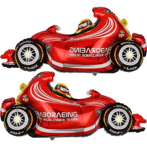 2 Pcs Race Car Balloons 1st Baby Shower Kids Two Fast Speedy Race Car Themed Birthday Party Decor Supplies Red