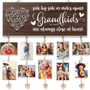 Mothers Day Grandma Gifts Picture Frame, Birthday Gifts for Grandma from Granddaughter Grandchildren, Grandkids Photo Holder Nana Gifts Grandpa Grandmother Hanging Photo Display Christmas Card Holder in Kuwait