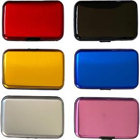 Extra Thick Aluminum Aluma Hard Case Credit Cards Wallet (Assorted 6 Pack)