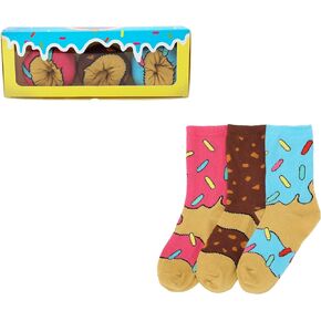 Bioworld Frosted Donuts Youth 3-Pair Novelty Crew Socks