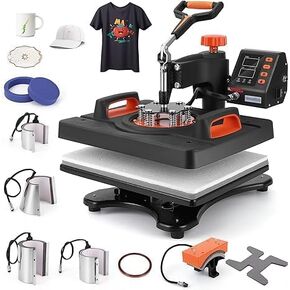 Heat Press Machine for T Shirts, 9 in 1, 12 X 15 Inch, Swing Away Digital Tshirt Press Machine, 800W 360° Rotation Swing-Away, Dual-Tube Heating Printing for DIY T-Shirts Cap Hat Mugs