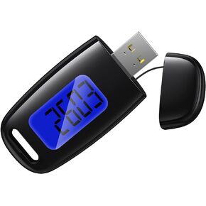 3D Pedometer for Walking, Simple Step Counter, USB Rechargeable Step Tracker with Backlight, Detachable Clip and Lanyard, Sleep Mode, for Men Women Seniors Kids Walking