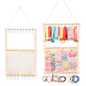 Headband Holder Hair Bows Organizer for Baby Girls, Bows Headband Hair Accessories Storage Organizer for Toddler Nursery Room Wall Hanging Decor(White)