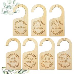 Baby Closet Dividers, 7 Pcs Double-Sided Wooden Baby Closet Organizer from Newborn to 24 Months, Suitable for Home, Nursery Baby Clothes Organizer