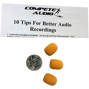 CM512 Small Foam Microphone Windscreens (Microphone Covers) (3-pack) Compatible With 1/8 inch diameter Headset/Lapel Mics