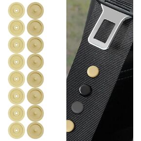 8 Sets Universal Fit Seatbelt Stopper Kit, Seat Belt Stop Button, Snap-on Seat Belt Button Stop, Seat Belt Buckle Button Prevent Buckle from Sliding Down, No Welding Required (Beige)
