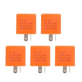5Pcs LED Flasher Relay DC 12V 2 Pin Adjustable Electronic Flasher Relay for Motorcycle Car LED Turn Light Bulb Hyper Flashing