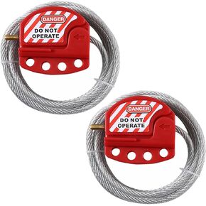 WUWEOT 2 Pack Lockout Tagout Cable Lock, 6ft Adjustable Steel Safety Cable Padlock, 4mm Diameter Stainless Steel Cable Lock with Vinyl Coating, OSHA Compliant