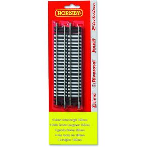 Hornby R600 Straight Track Pieces x 4 HO & OO Scale Model Train Track Blister Pack HT8300, Black