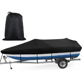 Boat Cover, All-Weather Mooring and Trailering Boat Cover for V-Hull Runabouts Outboards and I/O Bass Boats, Fits up to 14-16ft Long and 96in Wide