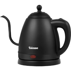 غلاية كهربائية معقوفة، غلاية قهوة من الفولاذ المقاوم للصدأ، إيقاف تلقائي، غلاية مياه مضادة للجفاف، صب القهوة والشاي، غلاية تسخين سريعة 1.0 لتر - 1000 وات باللون الأسود غير اللامع من YUIOASE in Kuwait