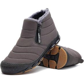 Jakcuz Men Snow Boots Water Resistant Non-slip Winter Shoes with Fuzz Lined Warm High Top Boots for Men