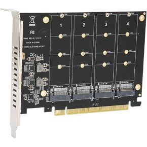 PCIE X16 M.2 Adapter, 4 Port M.2 NVMe SSD to PCIE X16 M Key Hard Drive Converter Reader Expansion Card, High 32Gbps Speed Controller Adapter for Win for Mac for iOS for Linux (PH44)