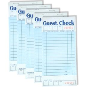 5 Pack Guest Check Books, 210 Total Tickets, Server Guest Check Pads, Order Slips for Restaurants, Cafes, and Waiters in Saudi Arabia