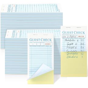 50 Packs Guest Check Pads Server Note Pads 3.5 x 6.7 Inch Guest Check Book for Servers 2 Part Carbonless Waiter Notepad Food Order Tickets for Bar Cafe Restaurant Order, 2500 Total Tickets