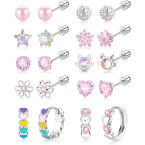 Surgical Stainless Steel Earrings for Girls Hypoallergenic Screw Back Stud Earrings for Women