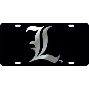Louisville Cardinals Laser Cut Inlaid Acrylic Black Plate w/L Logo