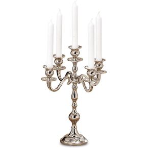 Hamptons Five Arm Silver Candelabra, Hand Crafted of Silver Aluminum Nickel, Over 1 Ft Tall (13.75 Inches) from The Hotel Resort Collection