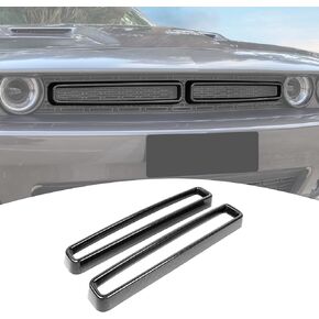 for Challenger Front Grill Mesh Grille Inserts Trim Cover Black Compatible with Dodge Challenger 2015-2023 Black Exterior Accessories 2pcs