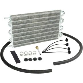 MAGQOO 8 Row Tube and Fin Transmission Cooler High Performance Aluminium Oil Cooler Kit w/ 10" Radiator Cooling Fan Universal