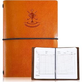 Chinco Golf Scorecard Book Golf Yardage Book Back Pocket Leather Golf Journal Notebook for Sports and Outdoor Golf Club Accessories